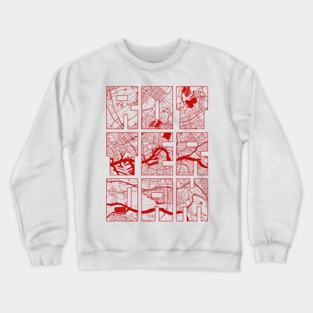 Rotterdam, Netherlands City Map Typography - Oriental Crewneck Sweatshirt by deMAP Studio